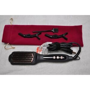 Landot Hair Straightener Brush QF-S200 Heated Styling Tool Black Clips Bag Set